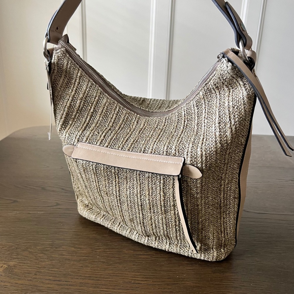 Sondra Roberts Squared Tan Woven Straw Hobo Shoulder Bag New With Tags - Picture 16 of 16